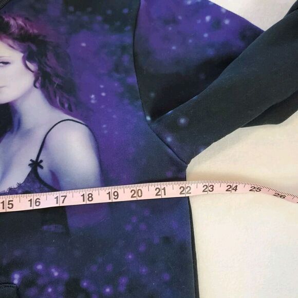 Charmed Dumbgood Womens Size M Comic Big Print Embroidered Hoodie Purple Black - Picture 8 of 9